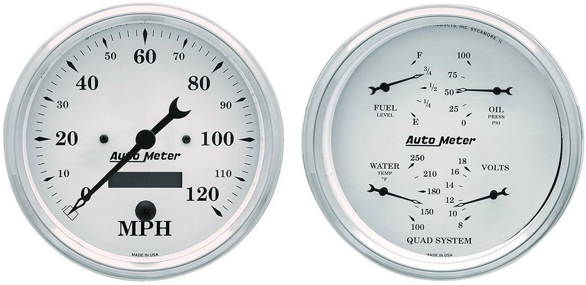 Auto Meter Old Tyme White Quad Gauge/Speedometer Kit AU1603