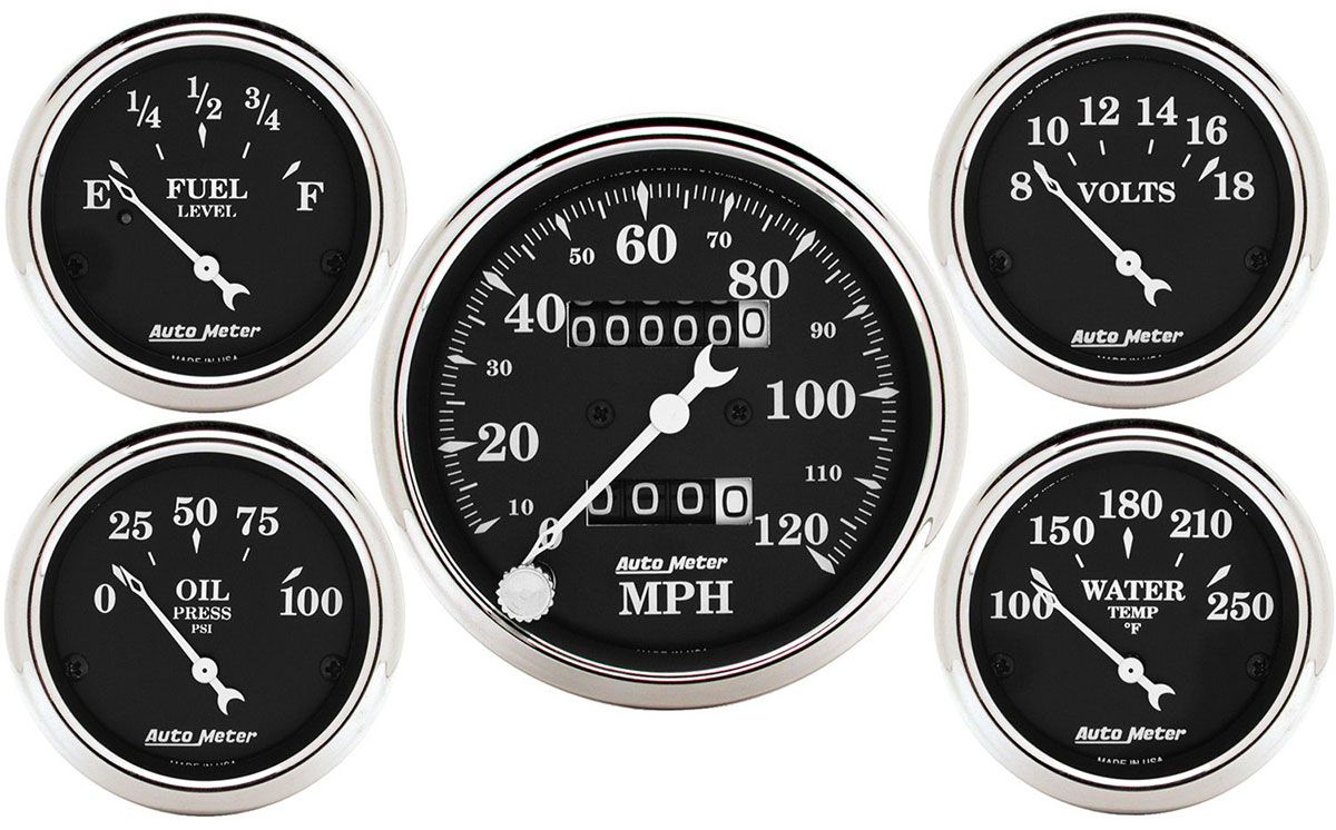 Auto Meter Old Tyme Black Series 5-Gauge Kit AU1708