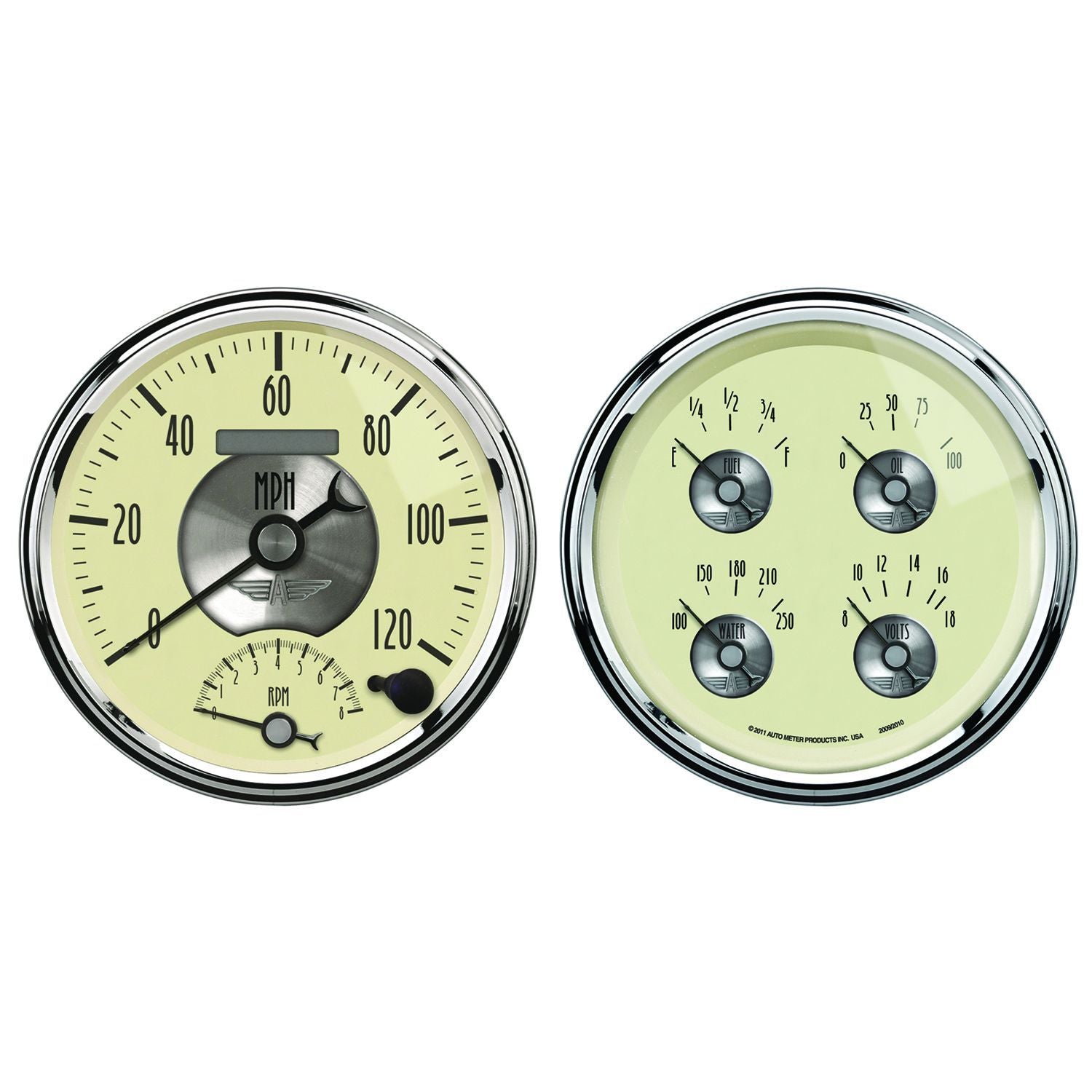 Auto Meter Prestige Antique Ivory Series 5" Quad Speedo & Tacho Gauge Kit AU2004