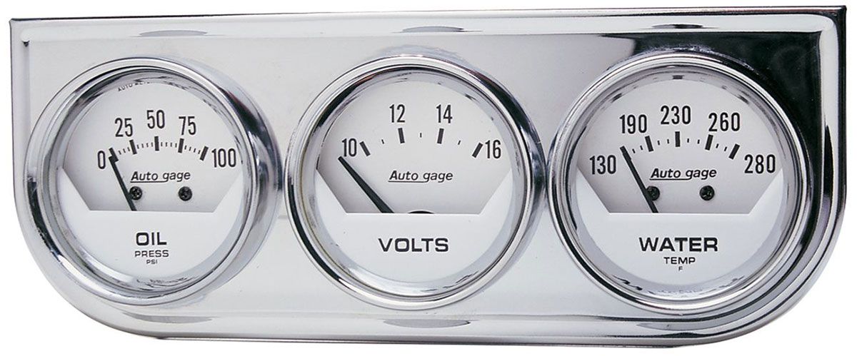 Auto Meter Auto gage Three-Gauge Chrome Console AU2325