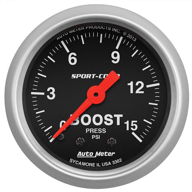 Auto Meter Sport Comp Series 2-1/16" Mechanical Boost Gauge AU3302