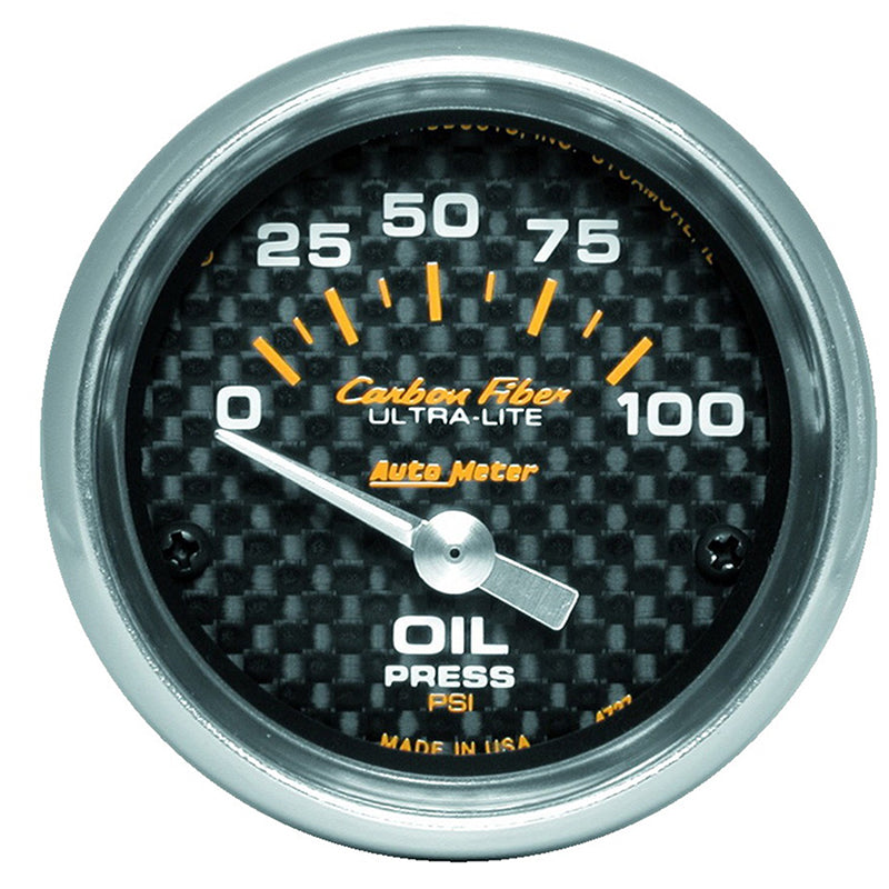 Auto Meter Carbon Fiber Series Oil Pressure Gauge AU4727