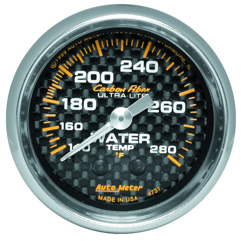 Auto Meter Carbon Fiber Series Water Temperature Gauge AU4731