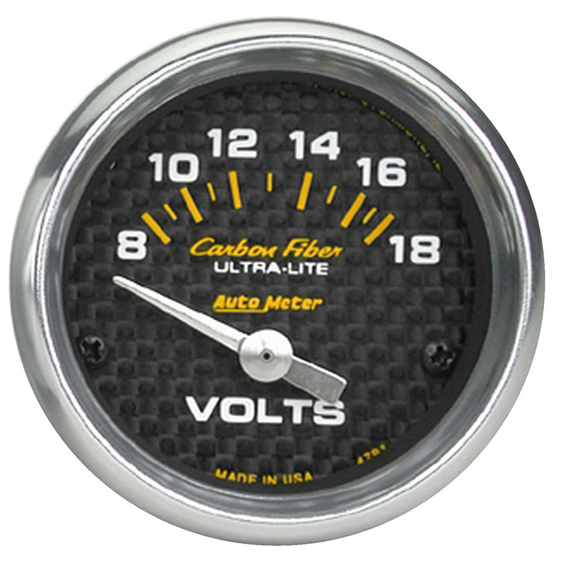 Auto Meter Carbon Fiber Series Voltmeter Gauge AU4791