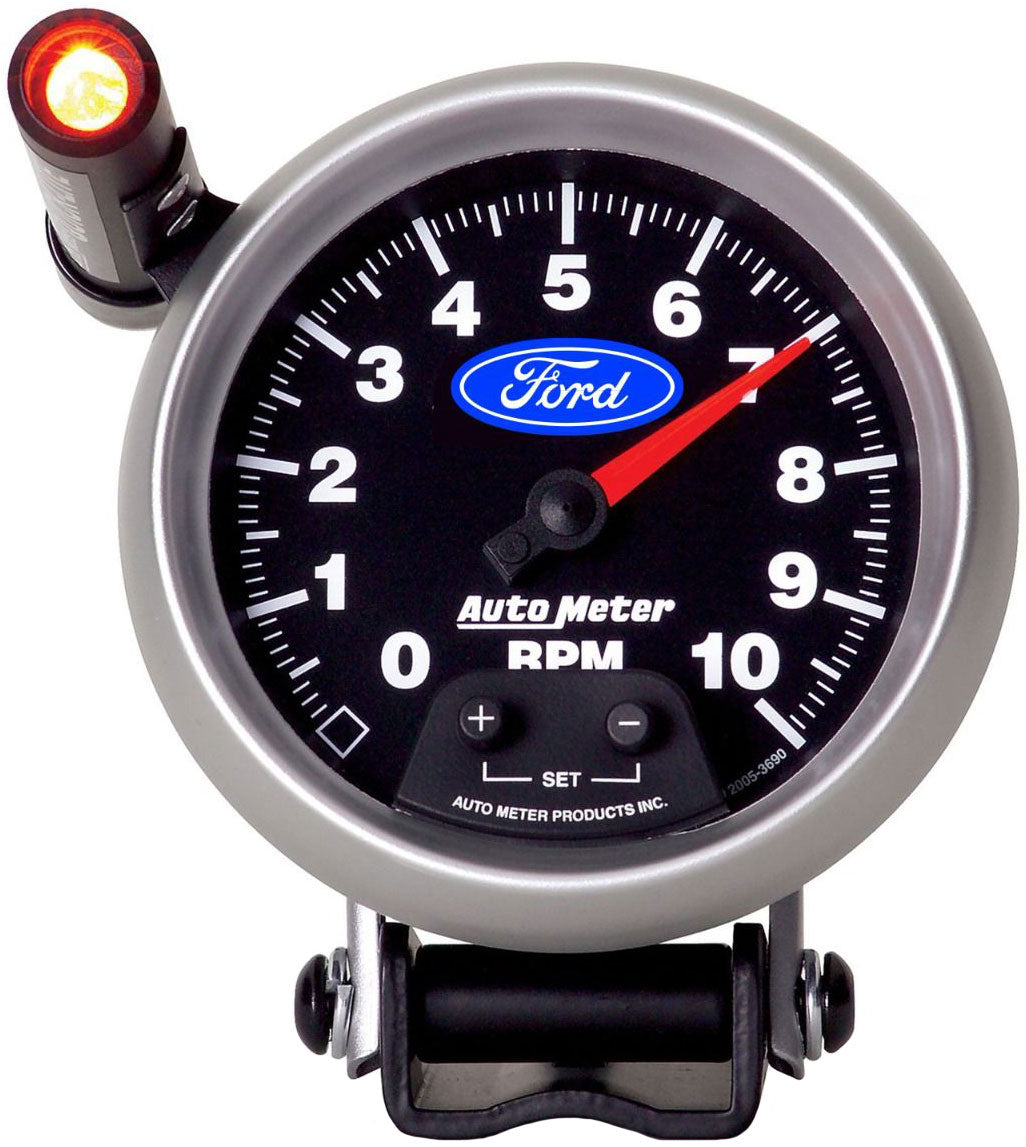 Auto Meter Ford Logo Series 3-3/4" 10,000 RPM Tachometer with Shift-Lite, Chrome Bezel AU88