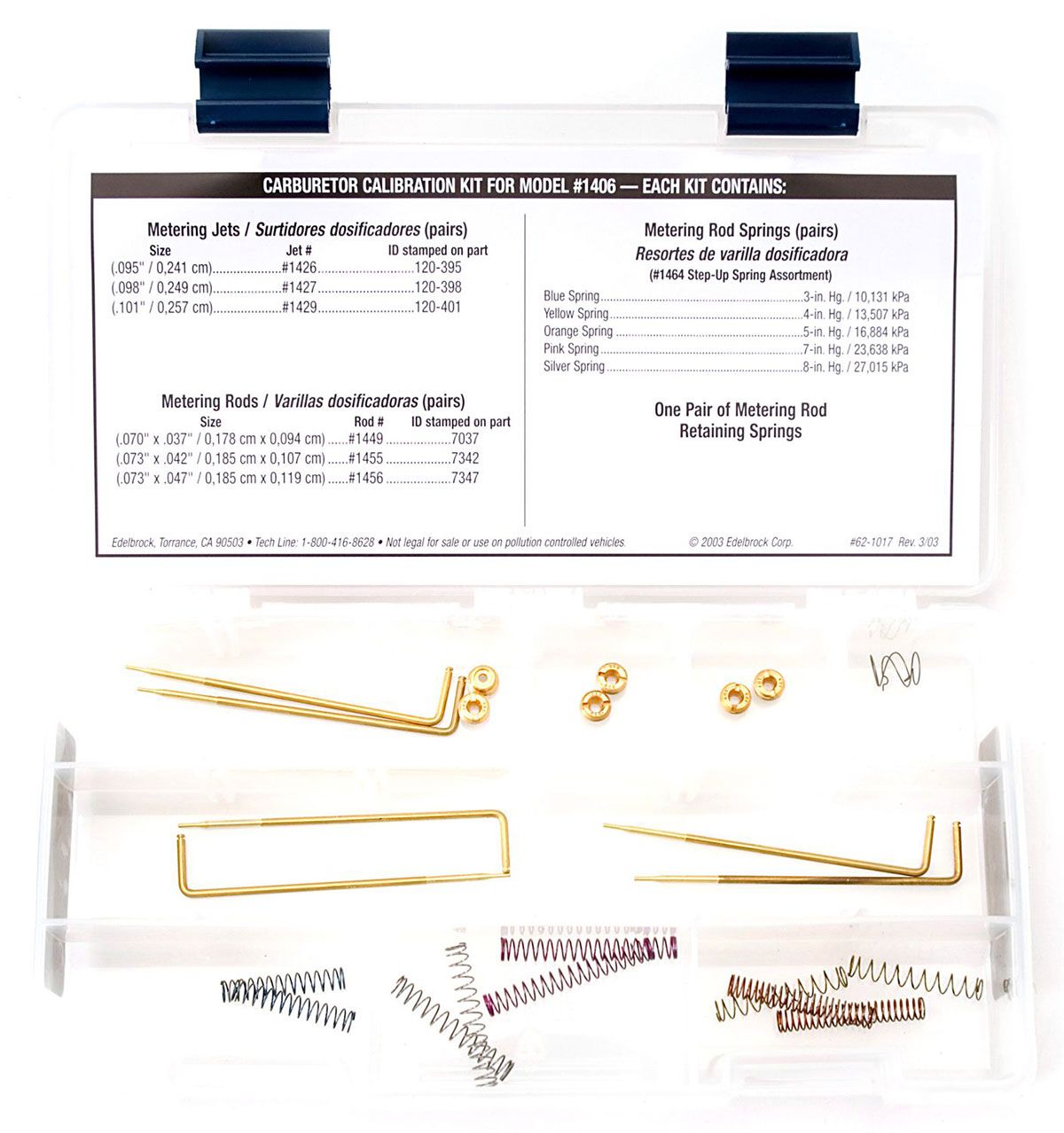 Edelbrock Calibration Kit for Performer Series Carburettors ED1487