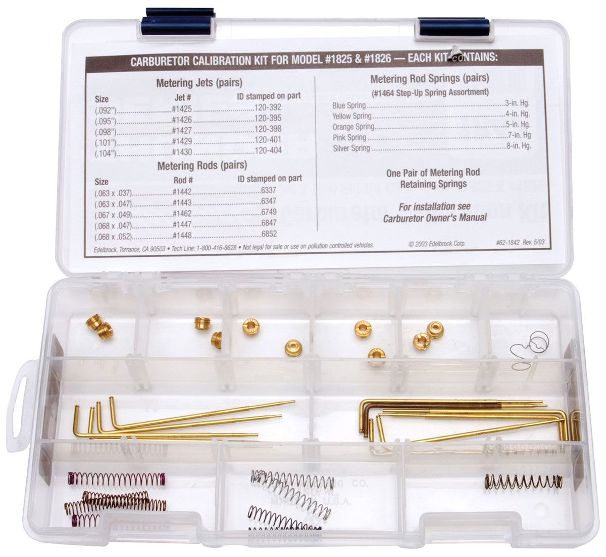 Edelbrock Calibration Kit for Thunder Series AVS Carburettors ED1842