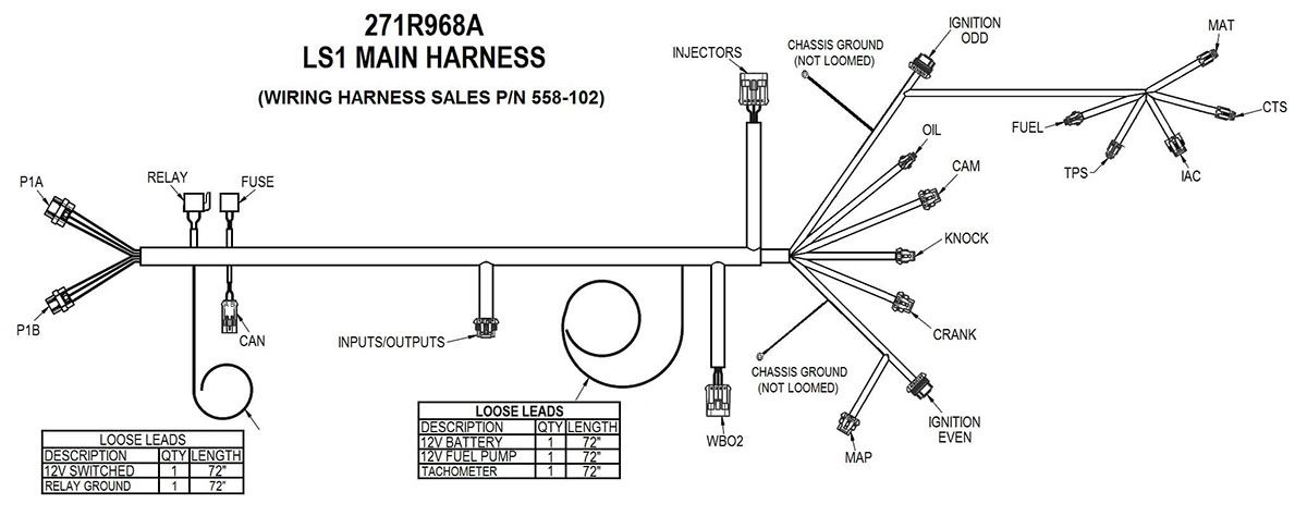 Holley LS1/LS6 Main Wiring Harness HO558-102