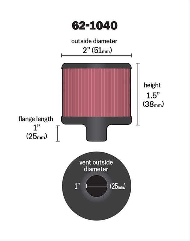 K&N K&N Push-In Vent Filter 2 OD x 1-1/2 H KN62-1040