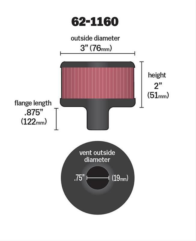 K&N K&N Push-In Vent Filter 3" OD x 2" H KN62-1160