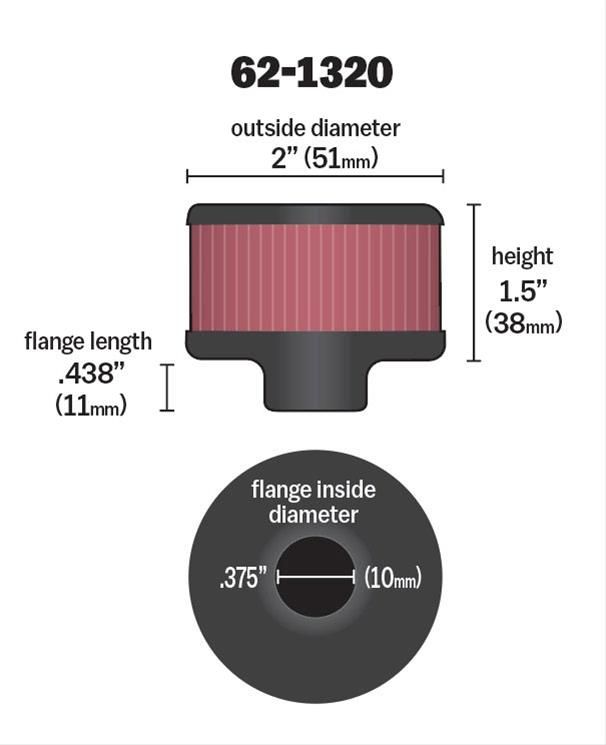 K&N K&N Clamp-On Vent Filter 2 OD x 1-1/2 H KN62-1320