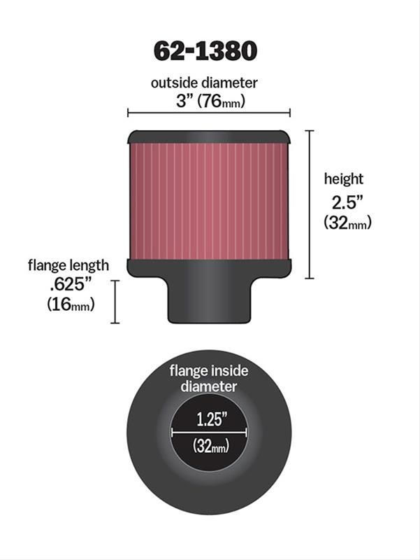 K&N K&N Clamp-On Vent Filter 3 OD x 2-1/2 H KN62-1380