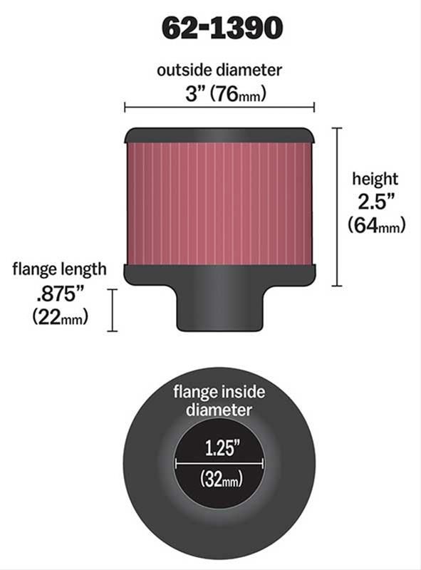 K&N K&N Clamp-On Vent Filter 3 OD x 2-1/2 H KN62-1390