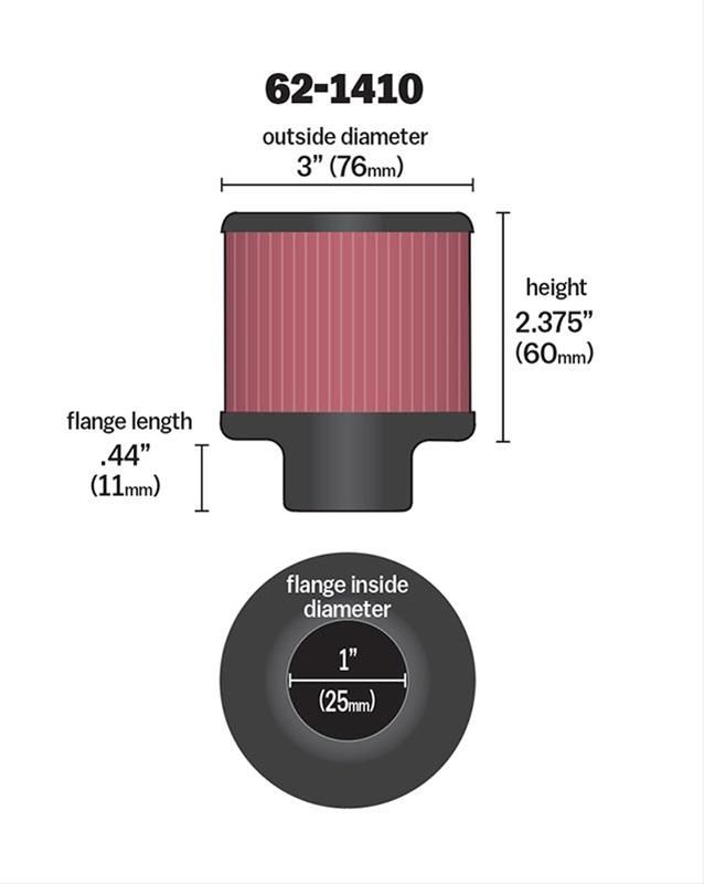 K&N K&N Clamp-On Vent Filter 3 OD x 2-3/8 H KN62-1410