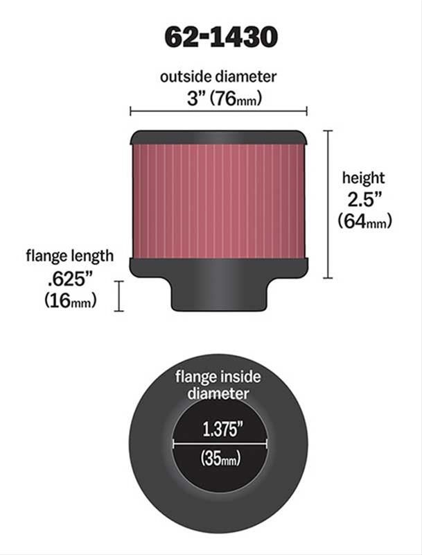 K&N K&N Clamp-On Vent Filter 3 OD x 2-1/2 H KN62-1430