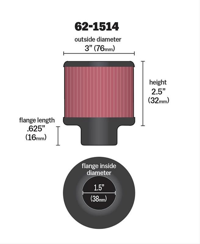 K&N K&N Clamp-On Vent Filter 3 OD x 2-1/2 H KN62-1514