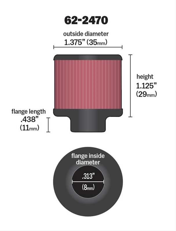 K&N K&N Clamp-On Vent Filter 1-3/8 OD x 1-1/8 H KN62-2470