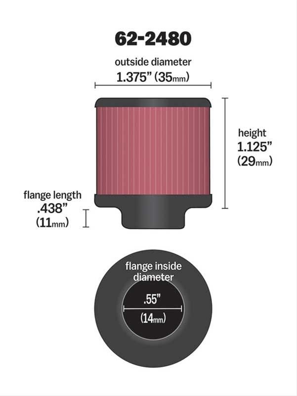 K&N K&N Clamp-On Vent Filter 1-3/8 OD x 1-1/8 H KN62-2480