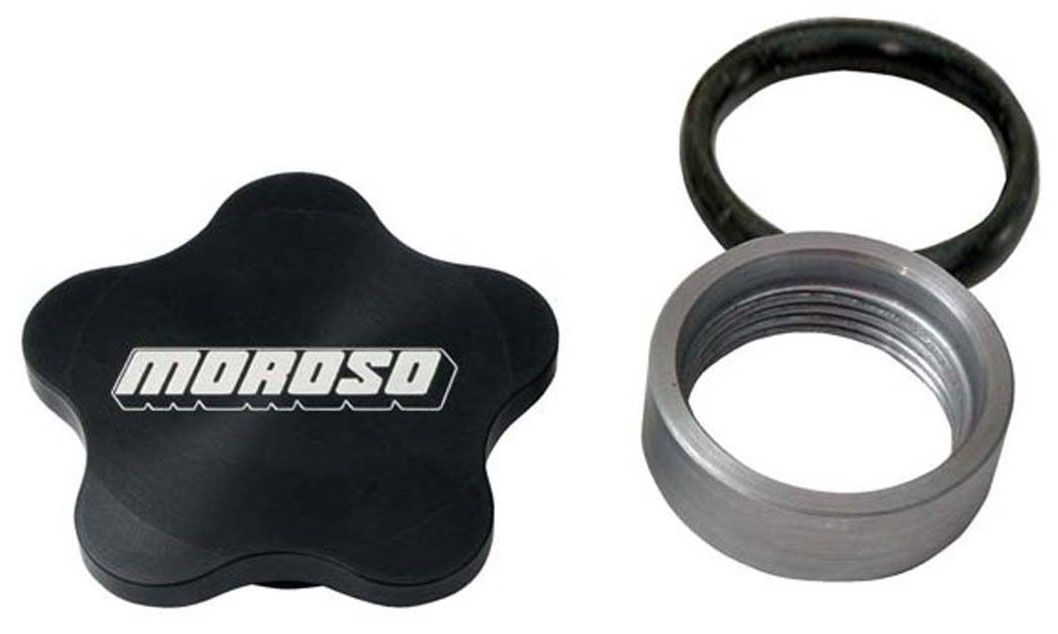 Moroso Weld-On Filler Cap Aluminium, Black Anodised With Logo MO85283