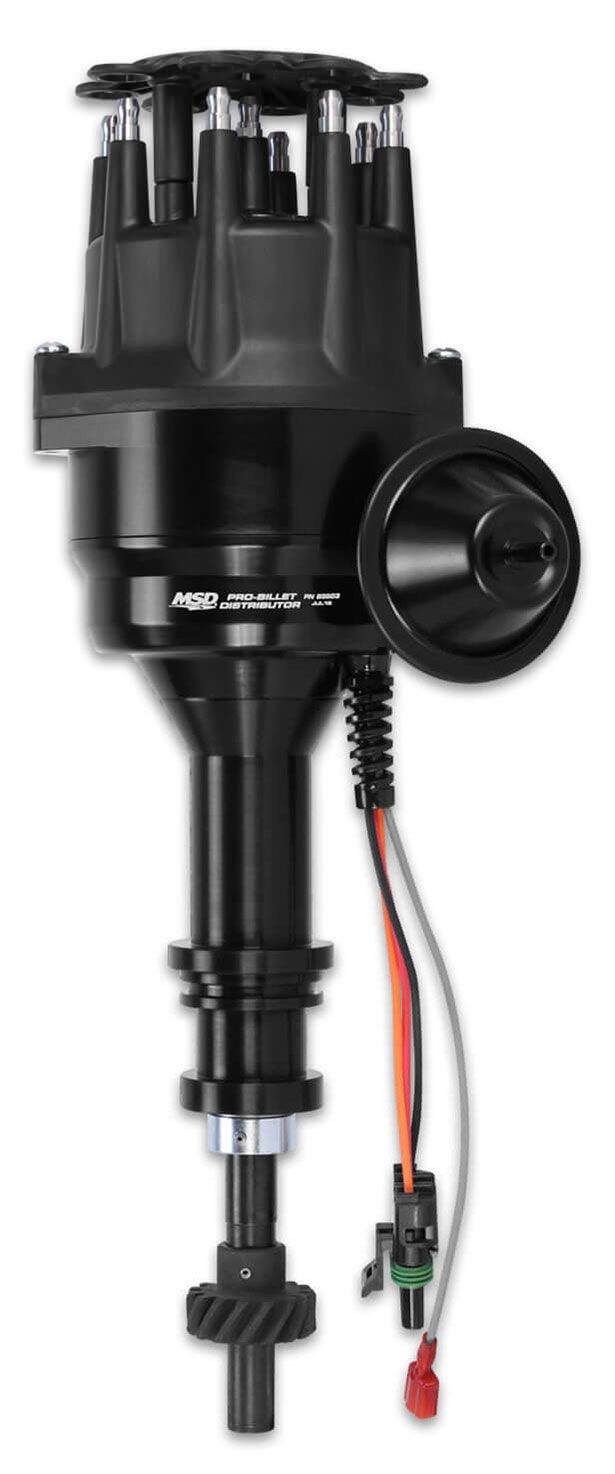 MSD Black Pro-Billet Ready-To-Run Distributor with Iron Gear .510" Dia. (13mm) MSD83