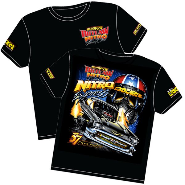 Aeroflow Nitro Express' 57 Chev Outlaw Nitro Funny Car T-Shirt RTNE-4T