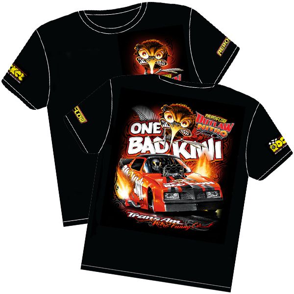 Aeroflow One Bad Kiwi' Pontiac Trans-Am Outlaw Nitro Funny Car T-Shirt RTOBK-4T