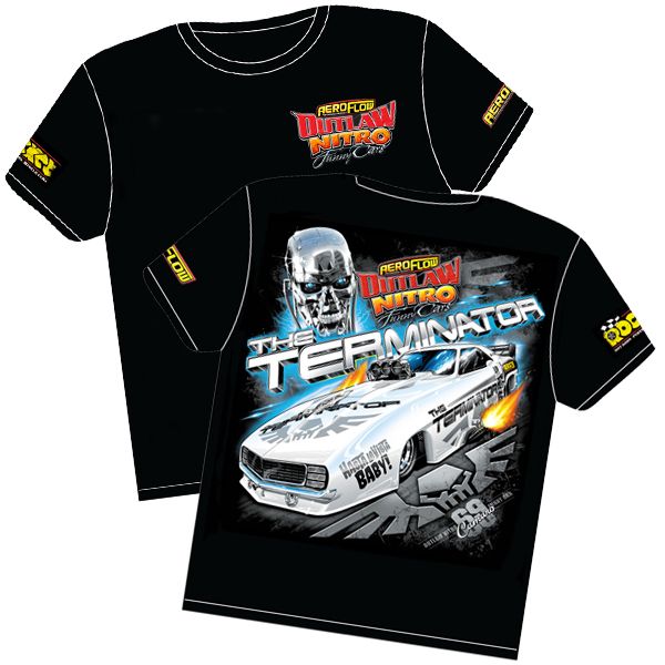Aeroflow The Terminator' Camaro Outlaw Nitro Funny Car T-Shirt RTTERM-4T