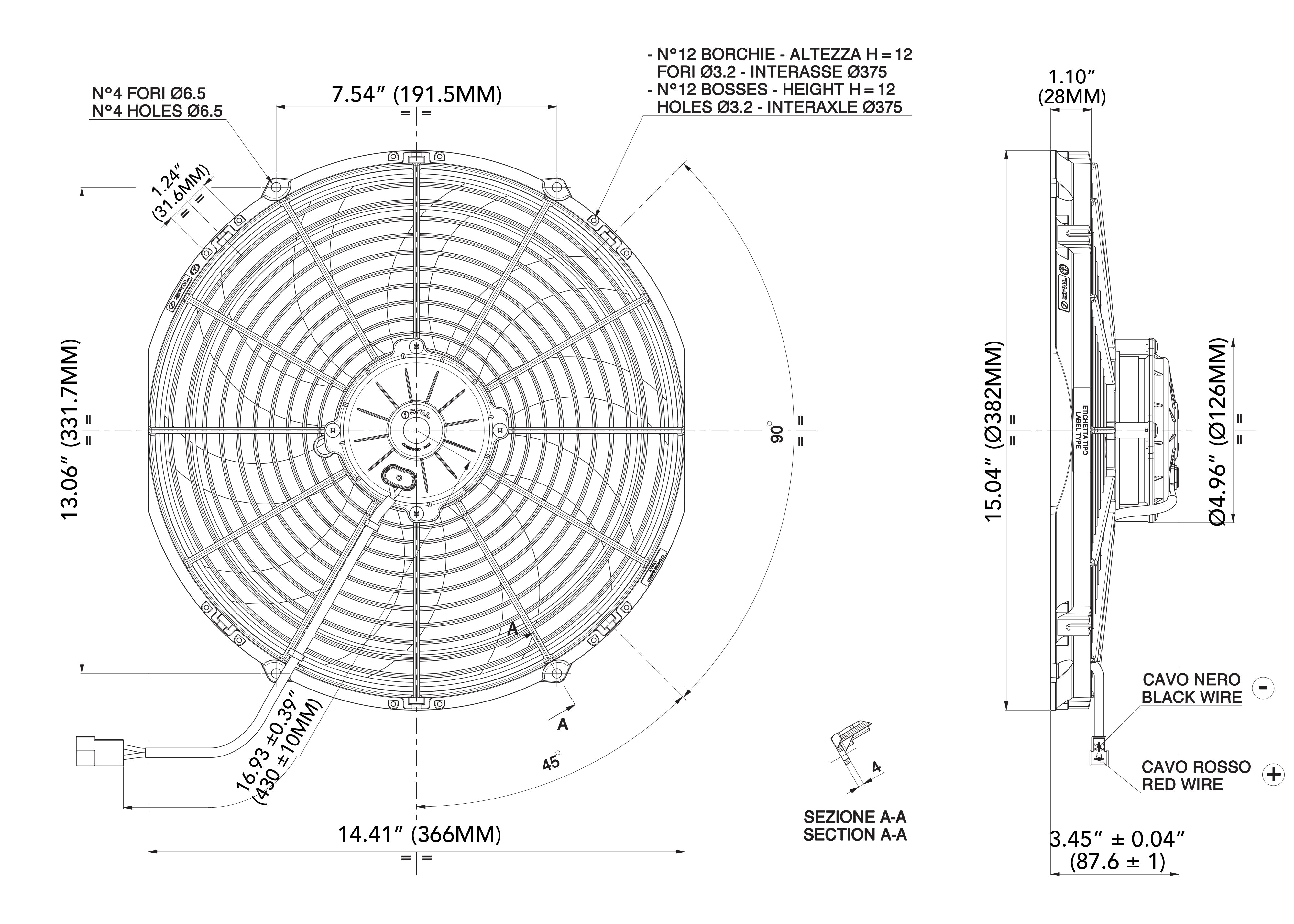 Spal Brushed Axial Electric Fan - 14"