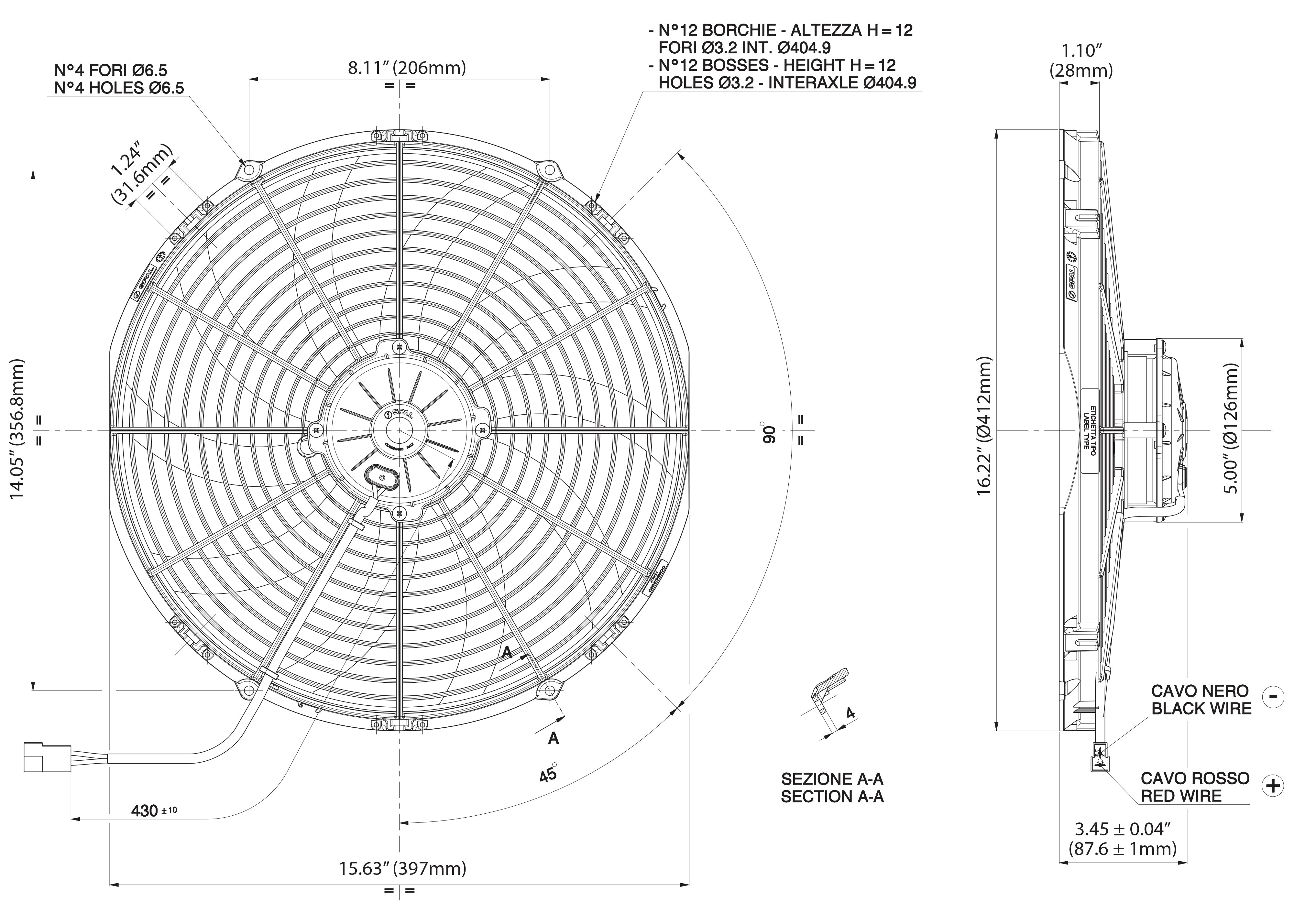 Spal Brushed Axial Electric Fan - 16"