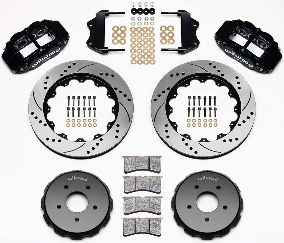 Wilwood Forged Narrow Superlite 6R Big Brake Front Brake Kit (Hat) - Black WB140-9296-D