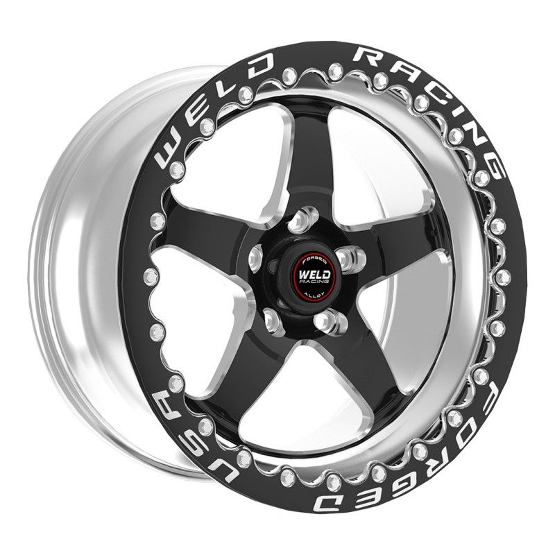 Weld RT-S S71 15 x 8" Wheel, Polished with Black Center and Single Beadlock for M/T