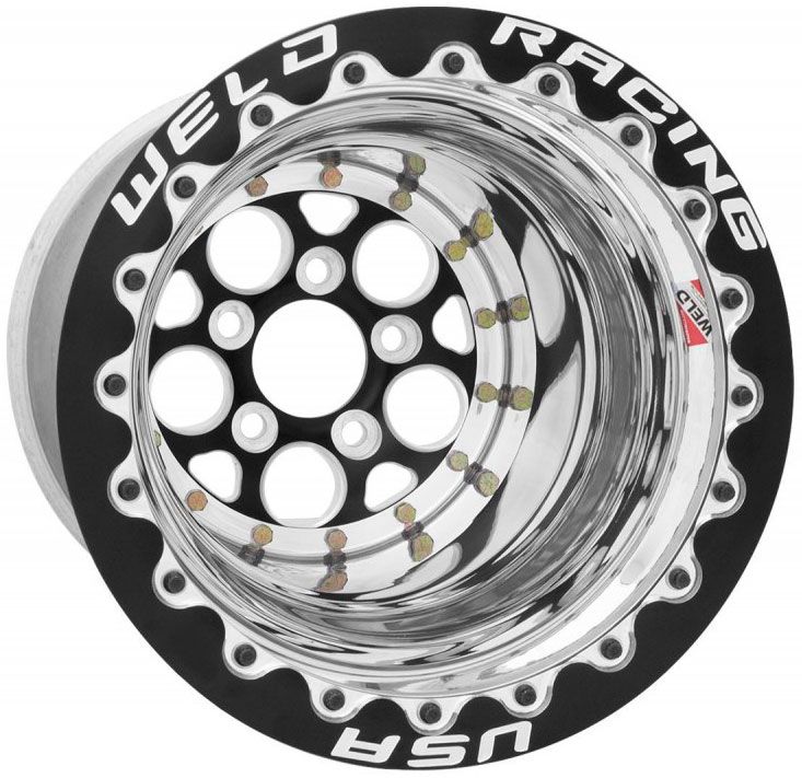 Weld Magnum Drag 15 x 10" Polished Wheel with Black Center, Double Beadlock for M/T