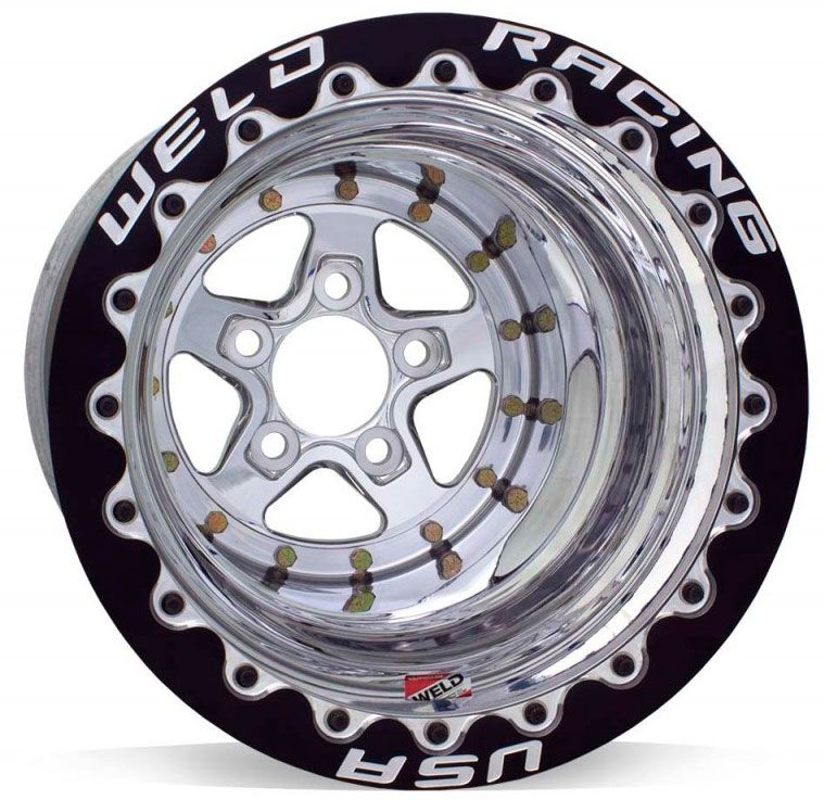 Weld Aluma Star 15 x 10" Polished Wheel with Black Double Beadlock for M/T
