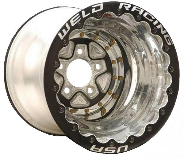 Weld Racing AlumaStar Pro 16 x 16" Double Bead-Loc Wheel - Black Center/Polished Outter Fini