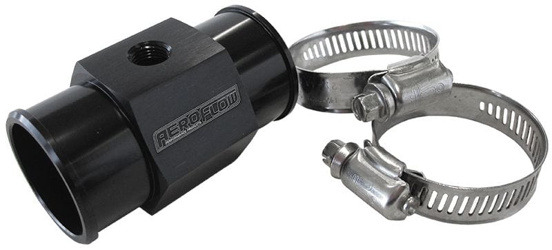 Aeroflow Performance 1-1/2" (38mm) O.D., with 1/8" NPT port, Black finish Aeroflow Radiator Hose Temperature Sender Adapter AF64-2238 SR