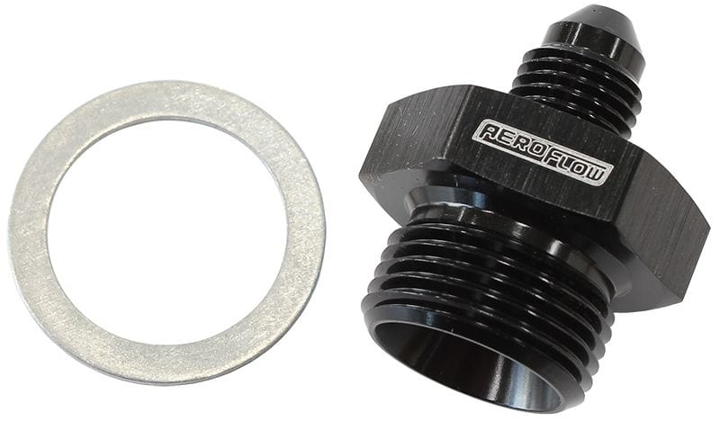 Aeroflow Performance 11/16" -20 washer seal to -3AN Aeroflow Wilwood Master Cylinder Adapter - Black AF740-03BLK SR