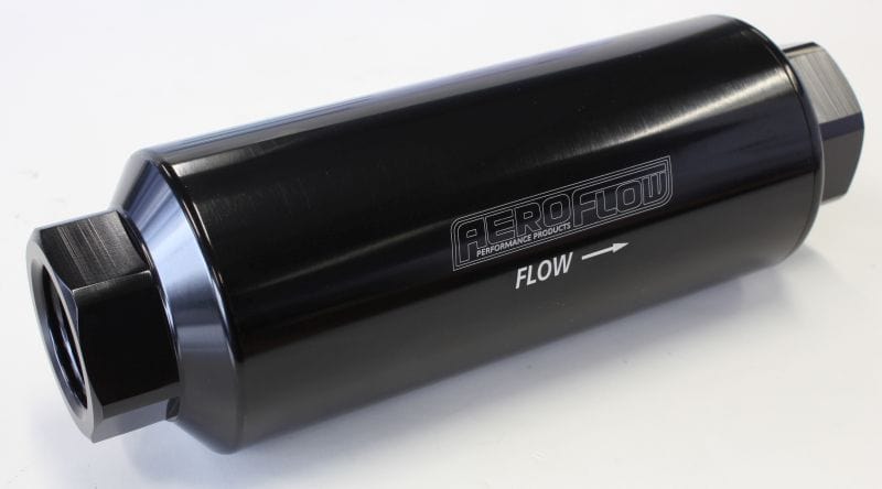 Aeroflow Performance -12AN ORB Inlet/Outlet Ports, 7" x 2.4" Aeroflow 60 Micron Pro Filter - Black AF66-2043BLK SR