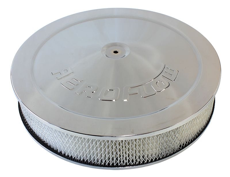 Aeroflow Performance 14" x 3", 5-1/8" neck, paper element Aeroflow Chrome Air Filter Assembly with 1-1/8" Drop base AF2856-1280 SR