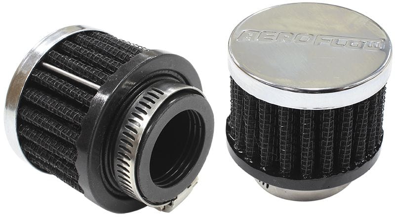 Aeroflow Performance 2" (50.8mm) O.D. x 1-1/2" (38mm) High, 1" (25.4mm) Flange Inside Diam Aeroflow Chrome Clamp On Breather AF2871-1370 SR