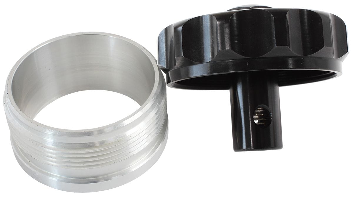 Aeroflow Performance 2" I.D Weld-On With Rollover Valve Cap Aeroflow Billet Aluminium Weld-On Filler Neck & Cap - Black AF460-32-RV-BLK SR