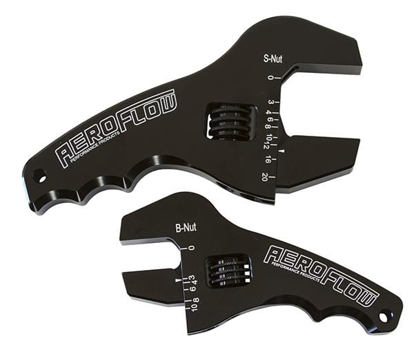 Aeroflow Performance 3-1/2" & 4-1/2" handle, Black finish Aeroflow Adjustable Grip AN Wrench Kit AF98-2039BLK SR