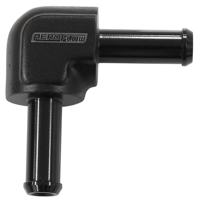 Aeroflow Performance 3/8" (9.5mm) Aeroflow 90° Barb To Barb Hose Joiner - Black AF843-06BLK SR