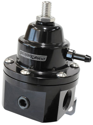 Aeroflow 3-Port 1200hp Billet Fuel Pressure Regulator 30-120psi Adjustable - Black AF66-2