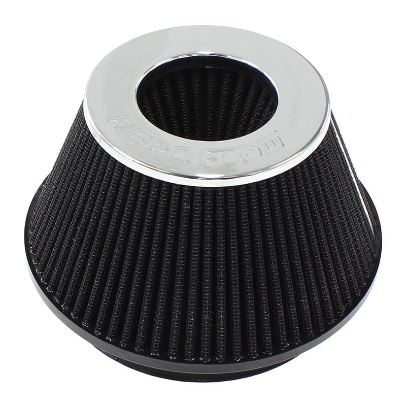 Aeroflow Performance 4" (102mm) High x 7.6" (193mm) Base O.D x 4.7" (119mm) Top O.D Aeroflow Universal 6" (153mm) Clamp-On Steel Top Inverted Tapered Pod Filter with Chrome SR