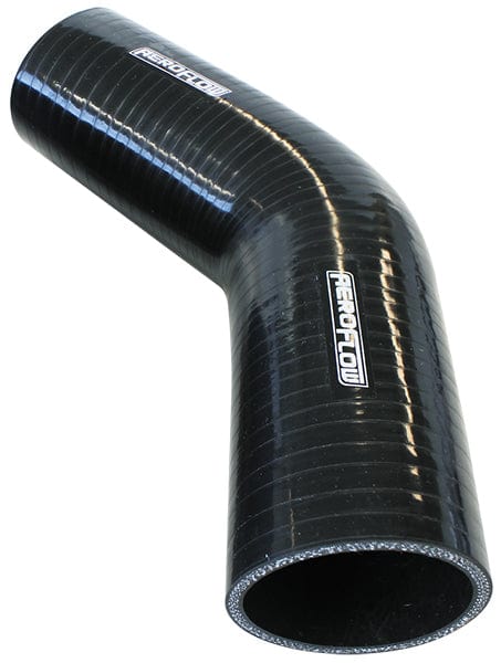 Aeroflow Performance 4-Ply, 13/64" (5.3mm) Wall Thickness, 5-45/64" (145mm) Leg Aeroflow Gloss Black 45° Silicone Elbow Hose 2-1/4" (57mm) I.D AF9202-225 SR