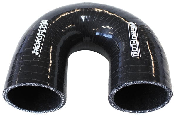 Aeroflow Performance 4-Ply, 5.3mm Wall Thickness, 100mm Leg Aeroflow Gloss Black 180° Silicone Elbow Hose 2" (51mm) I.D AF9206-200 SR