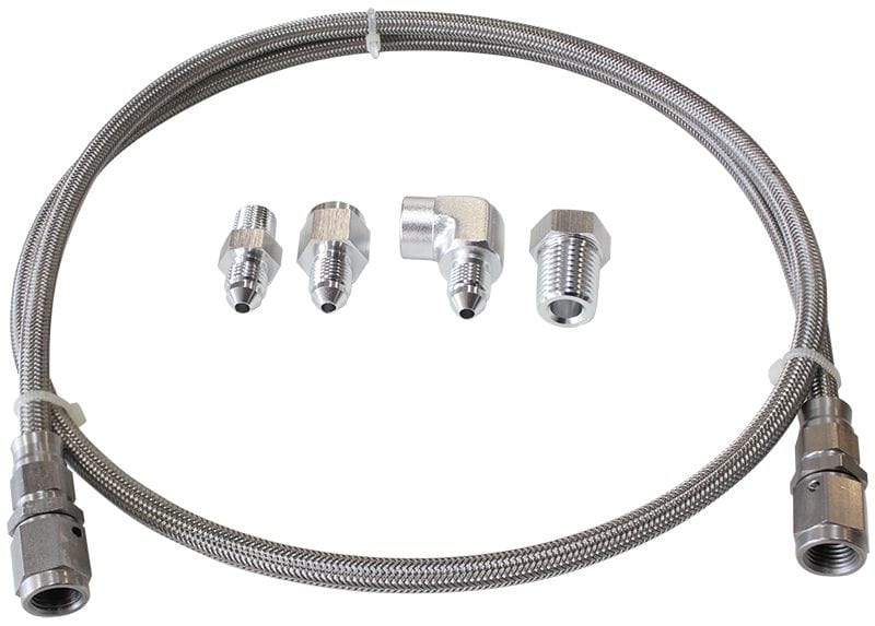 Aeroflow Performance 4ft Hose Length with Fittings Aeroflow Stainless Steel Braided Line Gauge Kit -3AN AF30-3004 SR