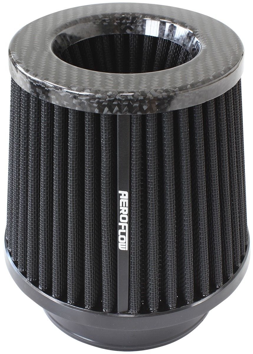 Aeroflow Performance 5" (127mm) High x 6" (153mm) Base O.D x 5-1/4" (133mm) Top O.D Aeroflow Universal 4" (102mm) Clamp-On Carbon Fibre Inverted Tapered Pod Filter AF2911-40 SR