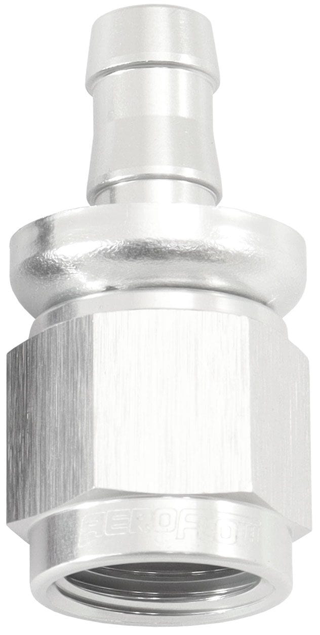 Aeroflow Performance 510 Series Full Flow Tight Radius Push Lock Straight Hose End -6AN To 5/16" (8mm) Barb Aeroflow 510 Series Full Flow Tight Radius Push Lock Straight Hose End -6AN To 5/16" (8mm SR