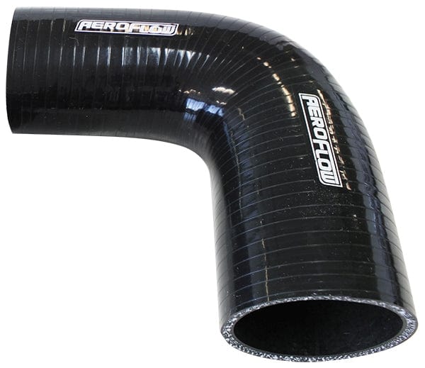 Aeroflow Performance 5mm Wall Thickness, 127mm Leg Aeroflow Gloss Black 90° Silicone Reducer / Expander Hose 3" (76mm) to 2-1/2" (63mm) I.D SR
